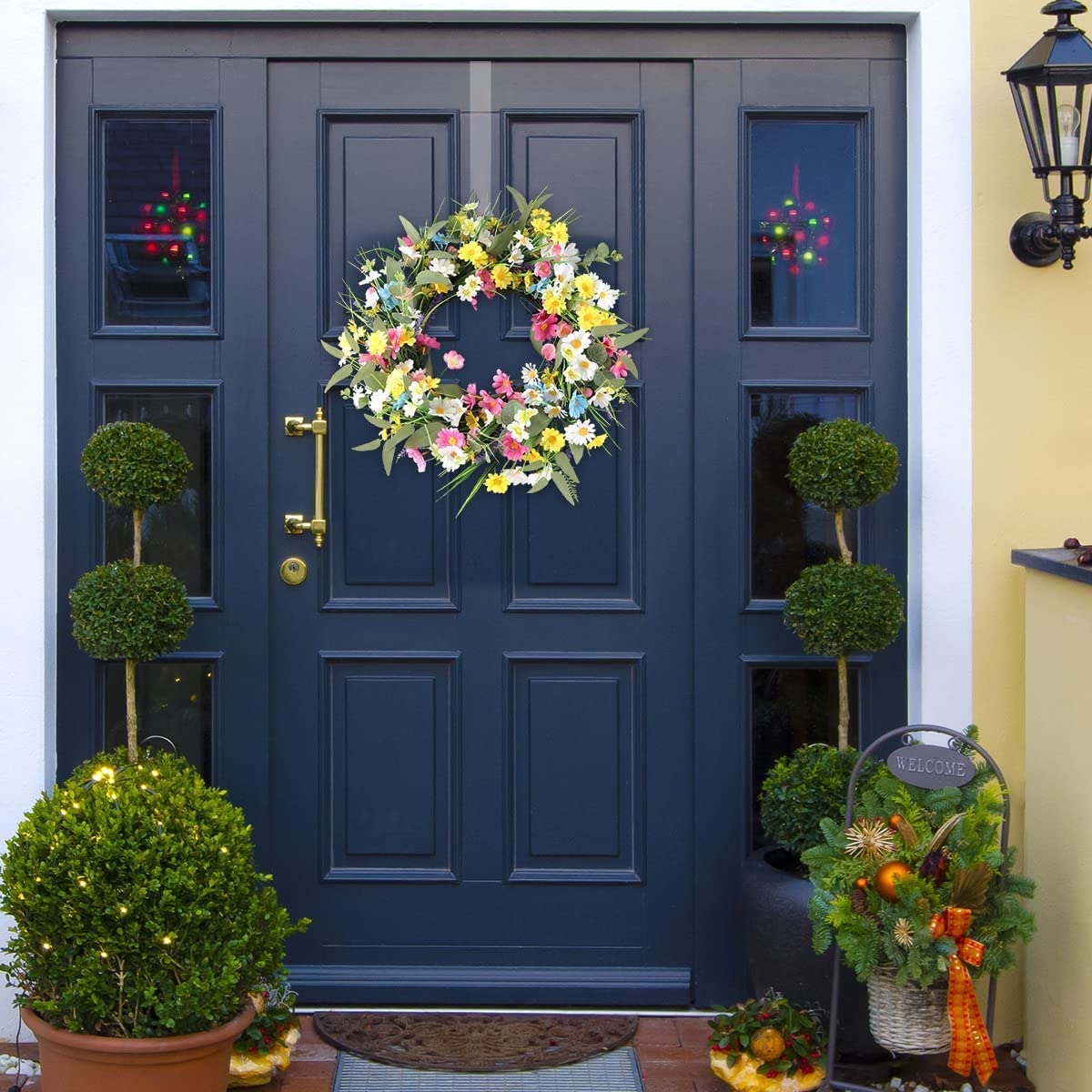Wreath Hanger,12” Clear Wreath Hooks for Front Door,2 Pack Over The Door Christmas Easter Decoration Hang Fall Halloween Wreaths Holder