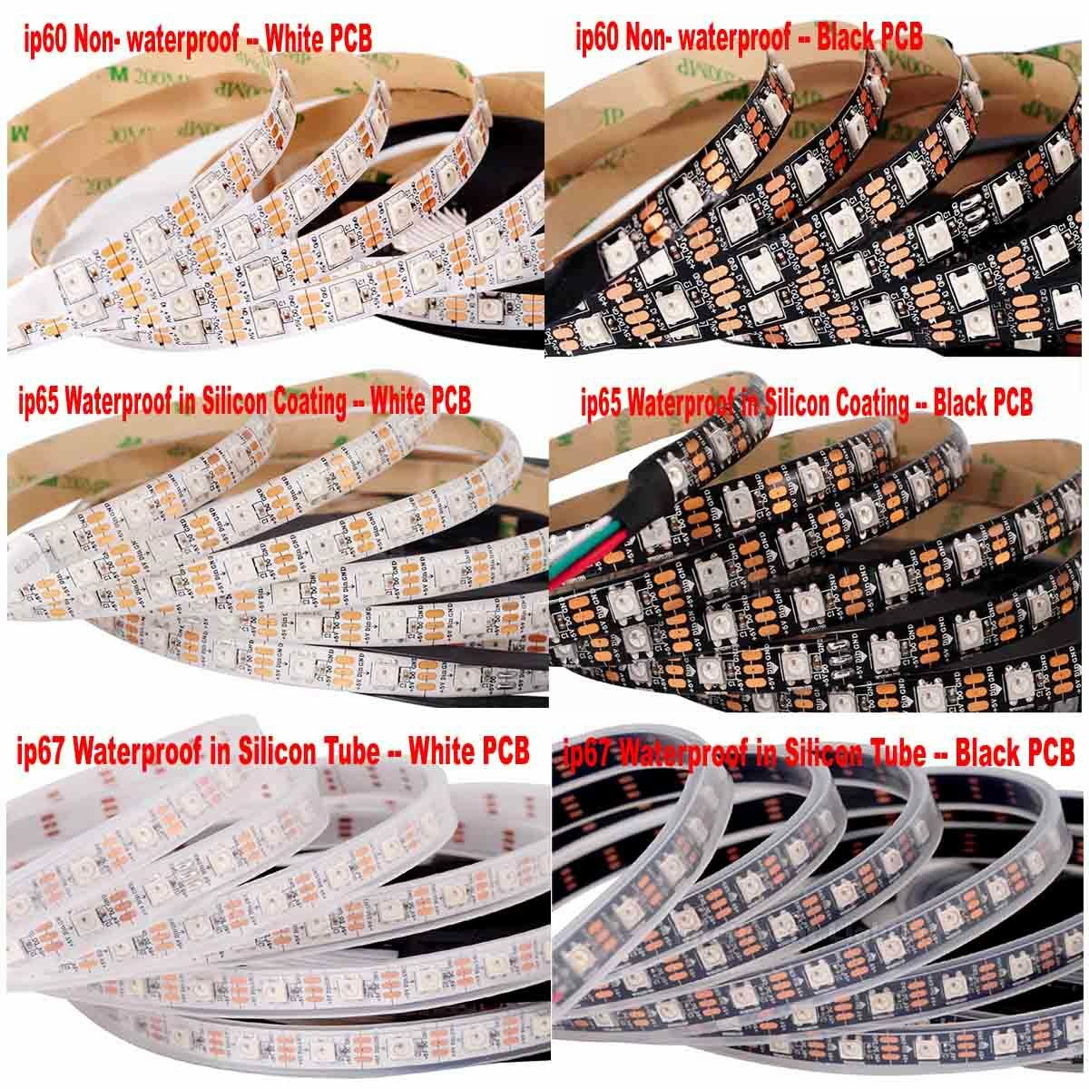 WS2812B 5050 RGB 30/60/144LEDs/M LED Strip ws2812 IC Individual Addressable 5V