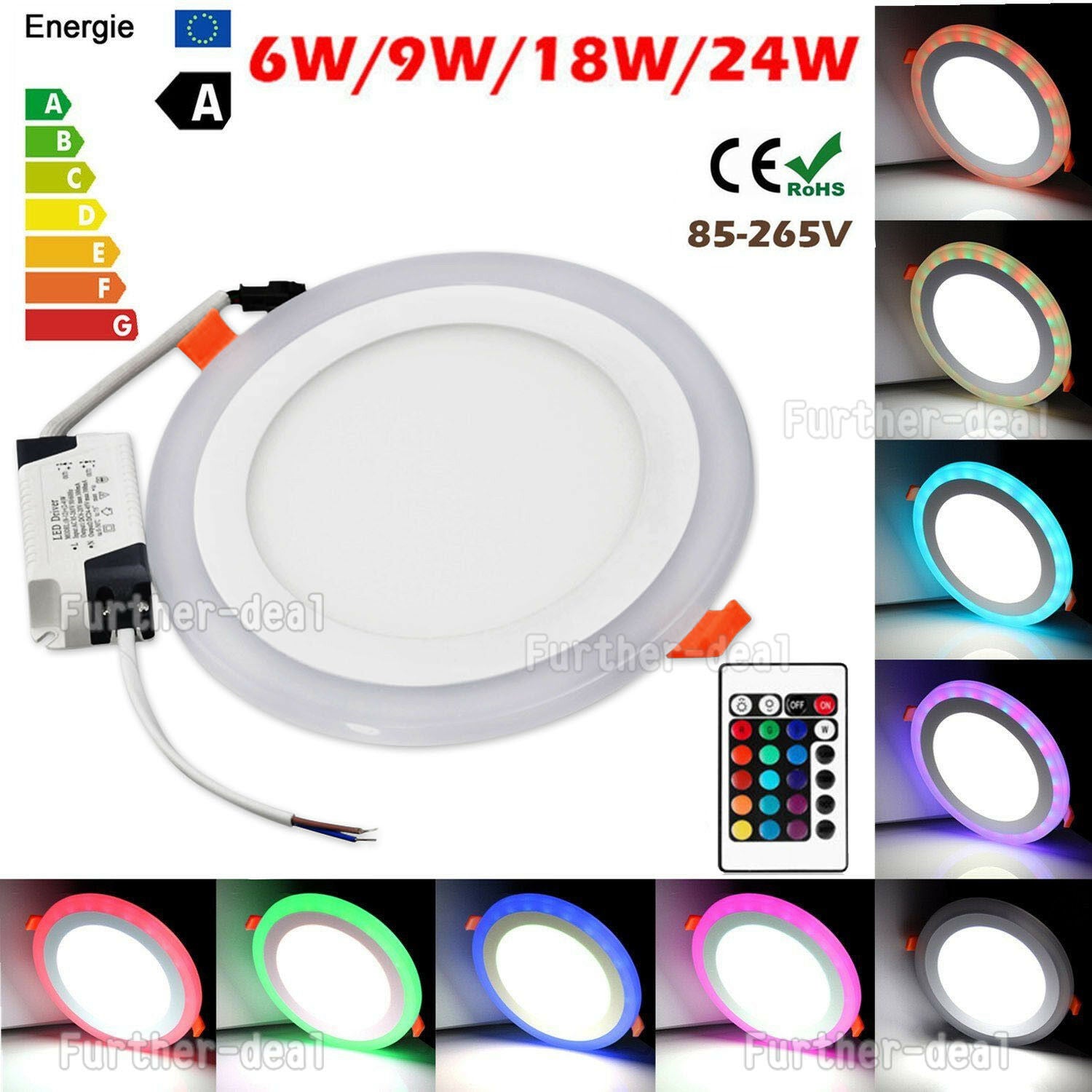 White RGB Dual Color LED Light LED Ceiling Recessed Panel Downlight Spot Lamp