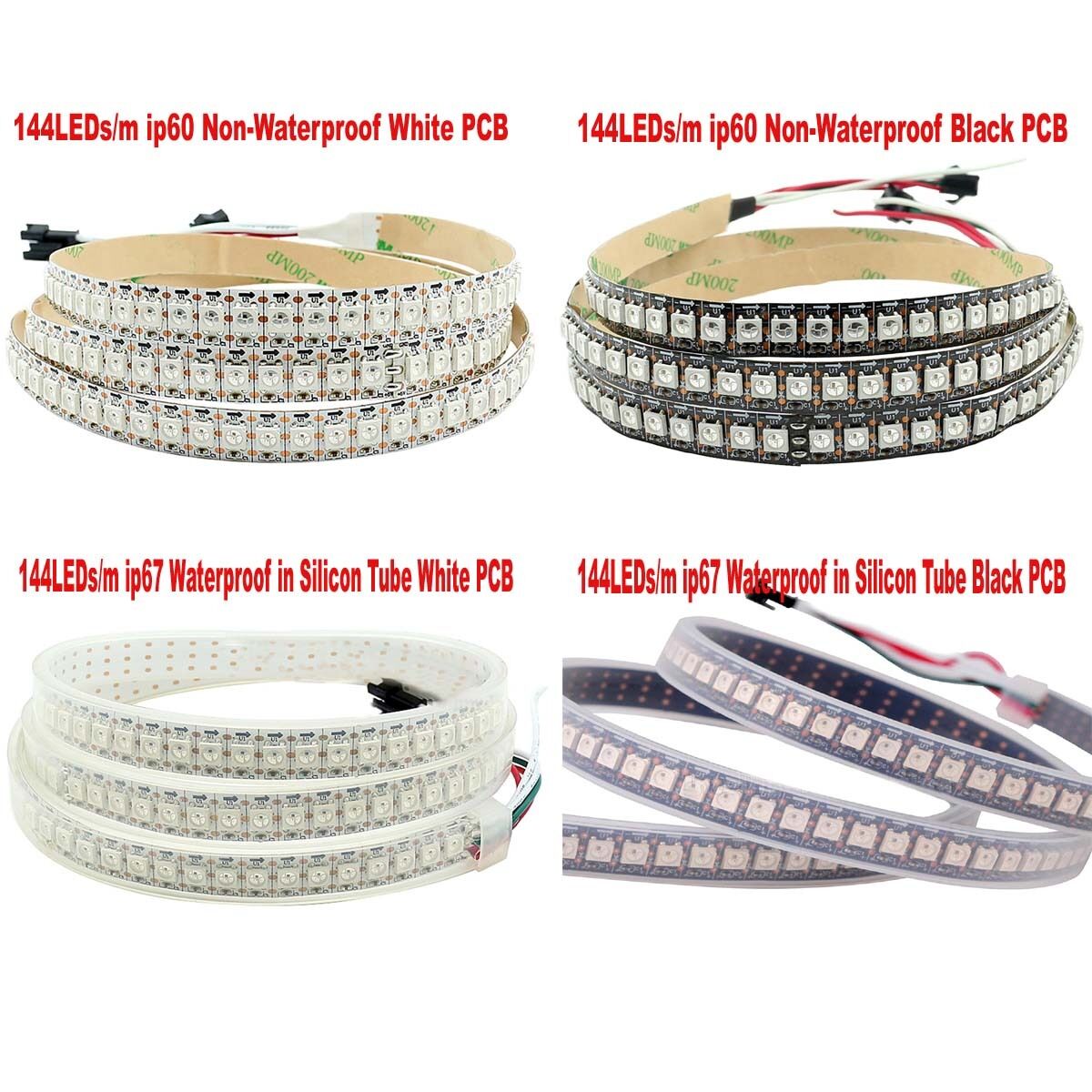 WS2812B 5050 RGB 30/60/144LEDs/M LED Strip ws2812 IC Individual Addressable 5V