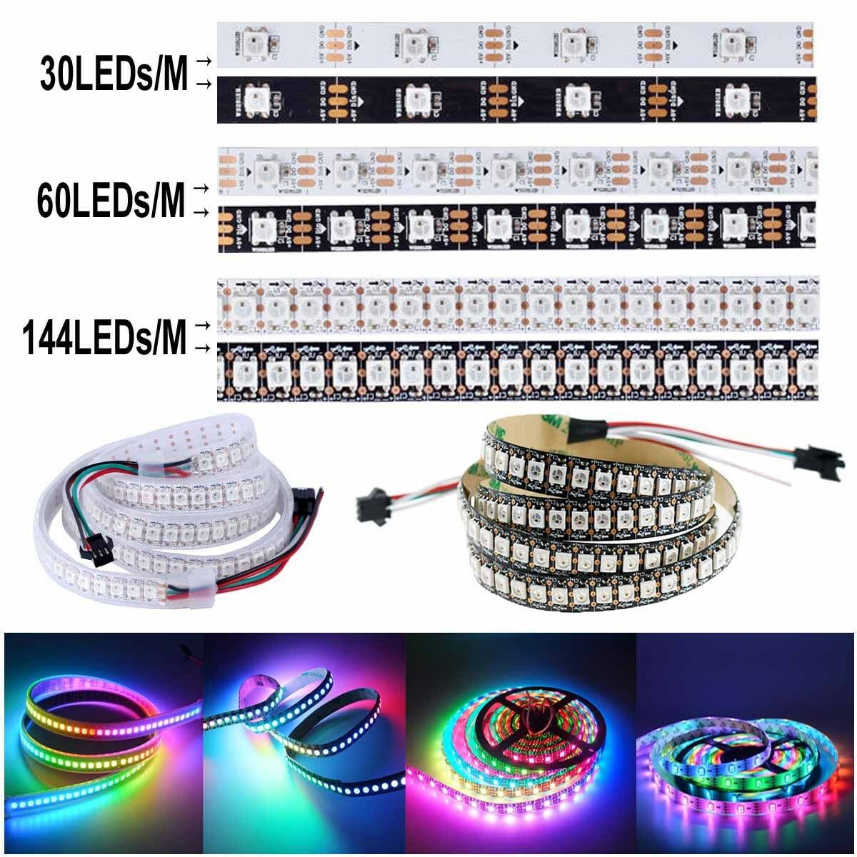 WS2812B 5050 RGB 30/60/144LEDs/M LED Strip ws2812 IC Individual Addressable 5V