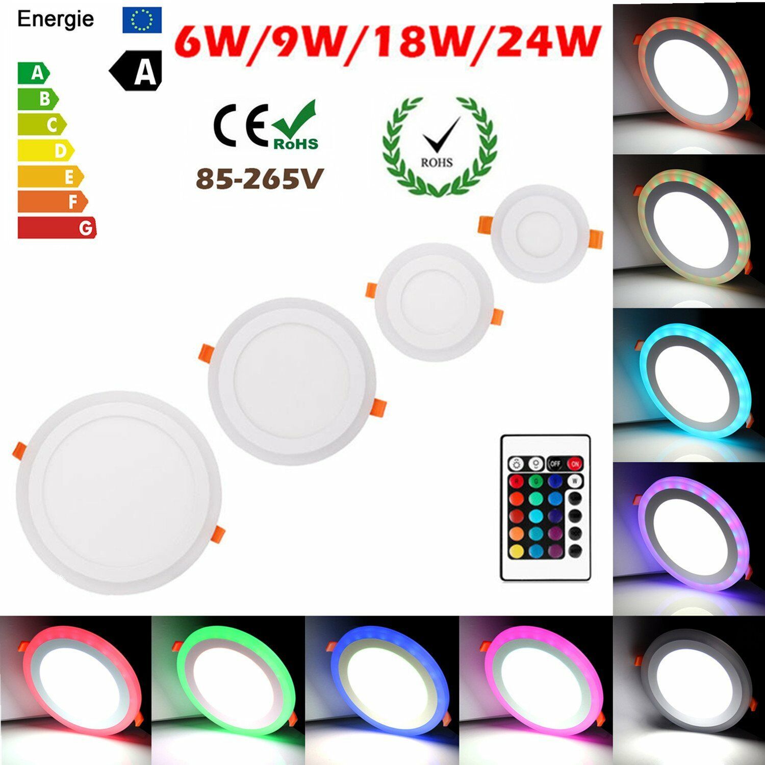 White RGB Dual Color LED Light LED Ceiling Recessed Panel Downlight Spot Lamp