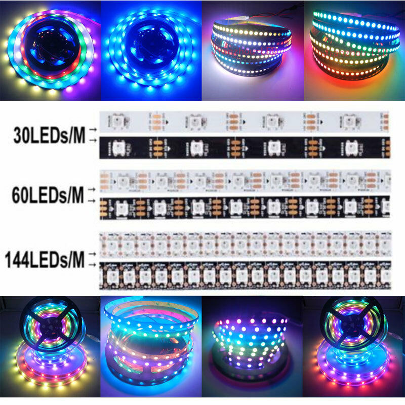 WS2812B 5050 RGB 30/60/144LEDs/M LED Strip ws2812 IC Individual Addressable 5V