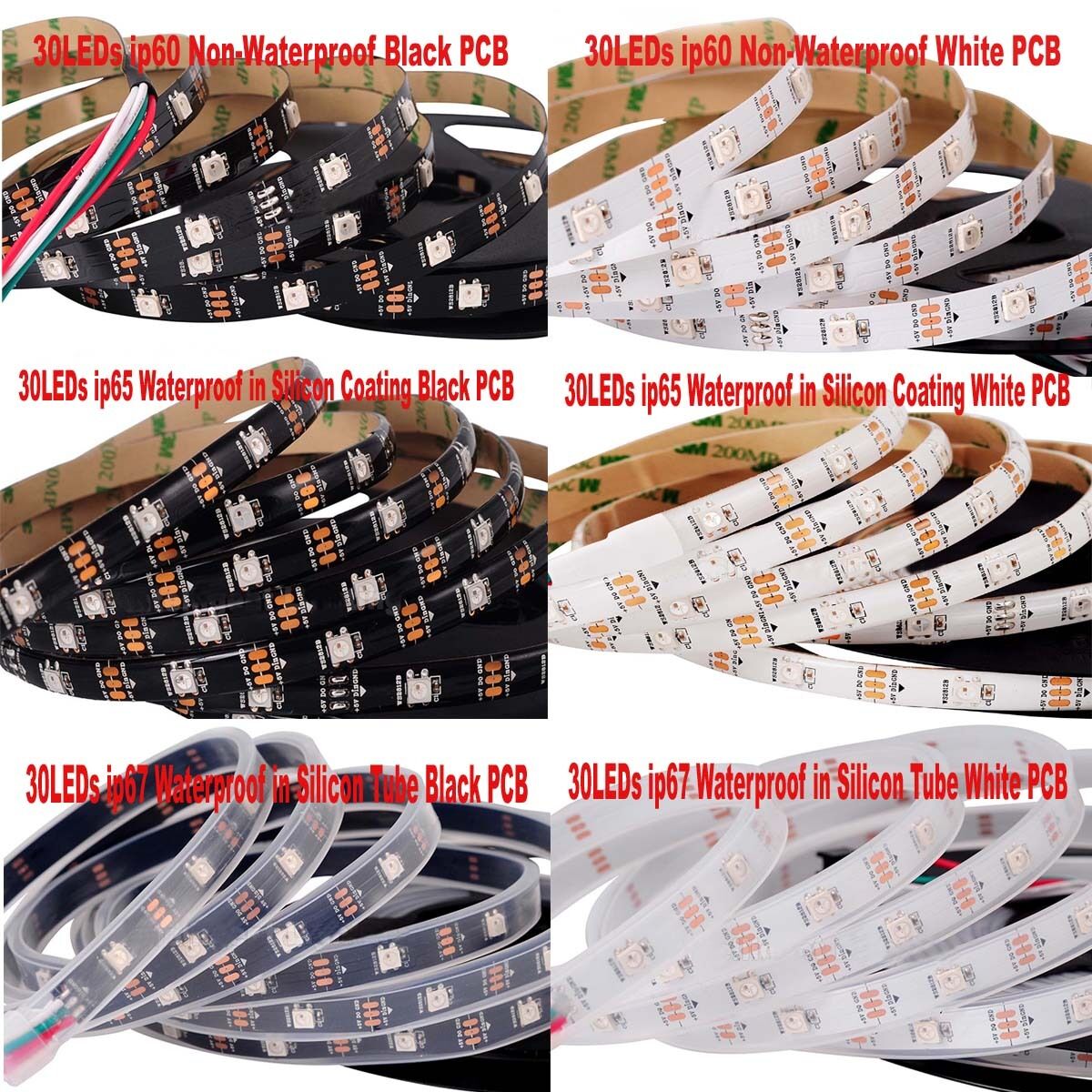 WS2812B 5050 RGB 30/60/144LEDs/M LED Strip ws2812 IC Individual Addressable 5V